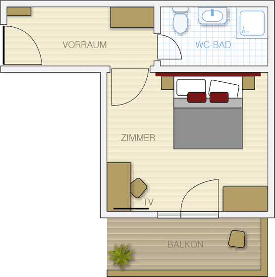 Familienzimmer 1 (ca. 35 m²):