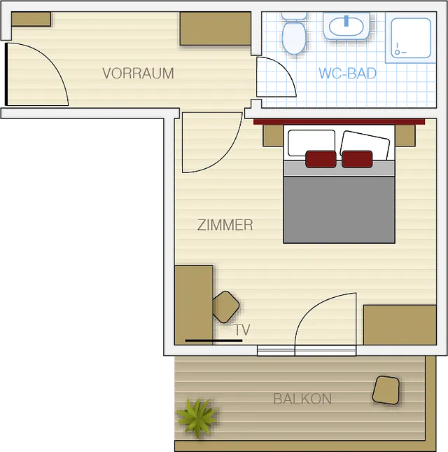 Familienzimmer 1 (ca. 35 m²):