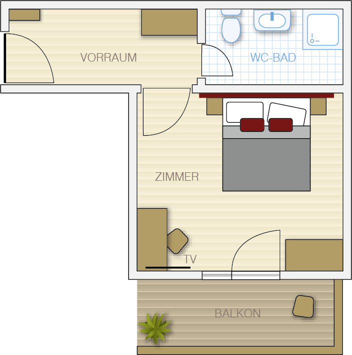 Familienzimmer 1 (ca. 35 m²):